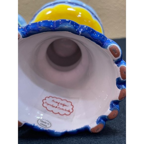 Cupcakes & Cartwheels Kimberly Hodges Blue Yellow Candlestick Set Of 2 - Picture 7 of 11